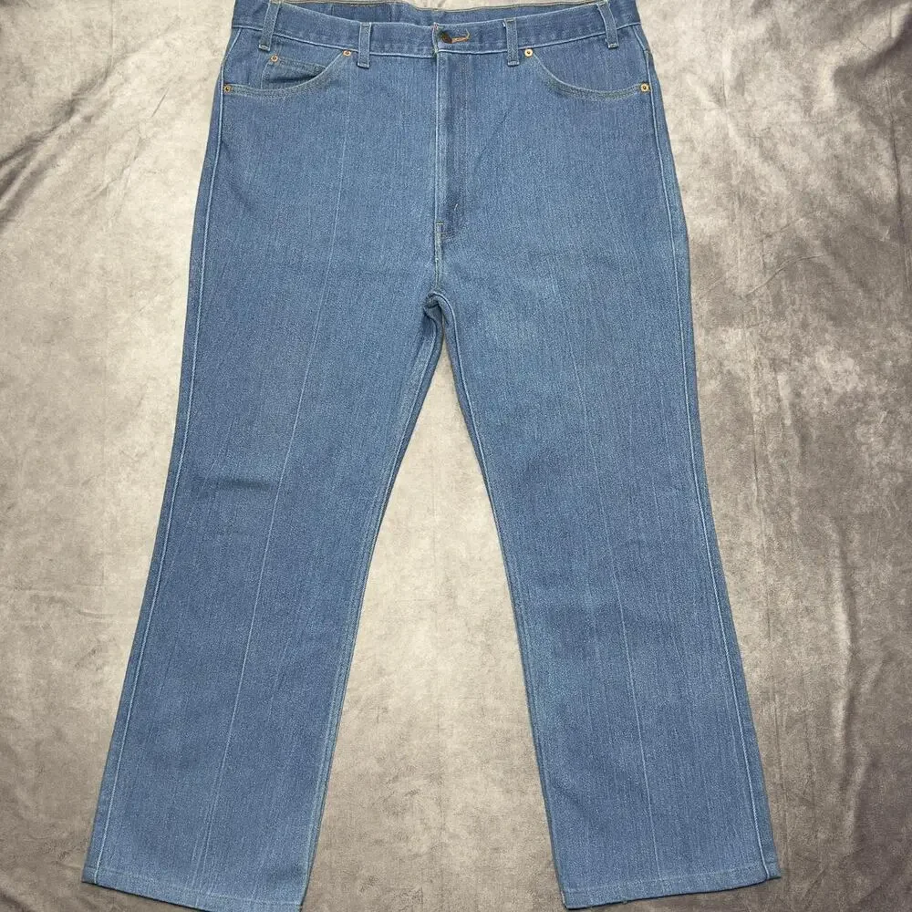 VTG Levi's 517 Jeans Mens 42x32 Blue Bootcut Light Wash Denim Classic Black Tag